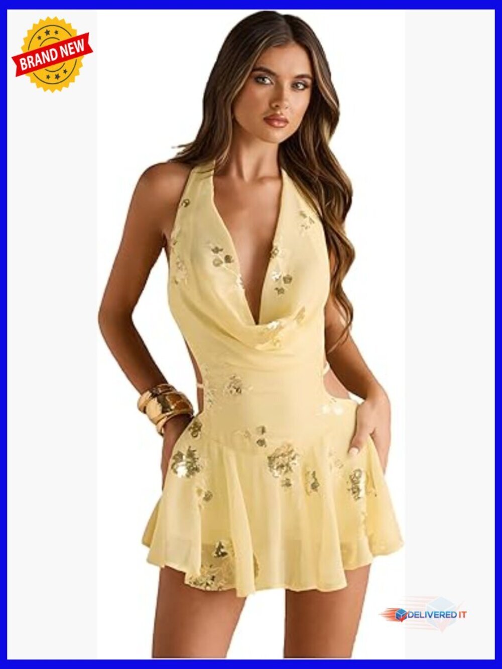 Halter Backless Mini Dress Floral Print A-Line Summer Beach Party